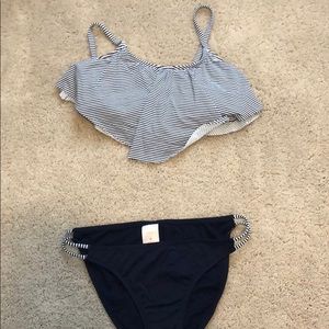 Navy Blue and White Bikini Set